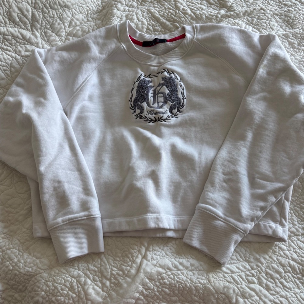 Greyson Housewife Embroidered Crewneck Sweatshirt White Women's M Made in Peru - Picture 3 of 10